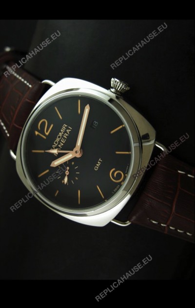 Panerai Radiomir PAM421 GMT Japanese Replica Watch in Black Dial