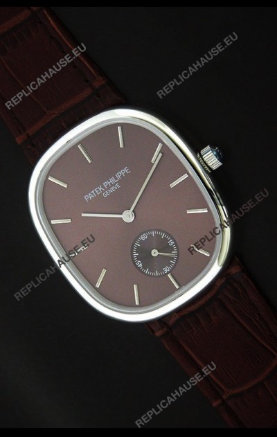 Patek Philippe Mens Golden Elipse Japanese Watch in Brown Dial