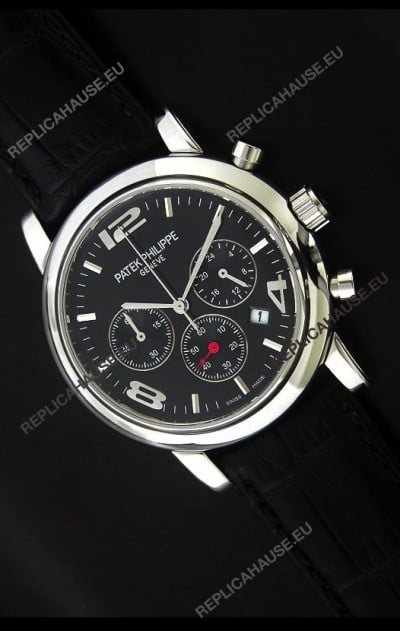 Patek Philippe Perpetual Calender Japanese Steel Watch in Black Dial