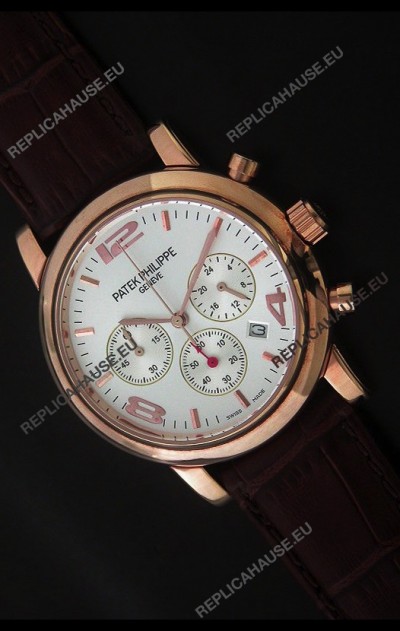 Patek Philippe Perpetual Calender Japanese Steel Watch in White Dial