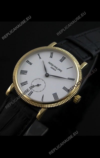 Patek Philippe Calatrava Japanese Mens Watch in Yellow Gold Case