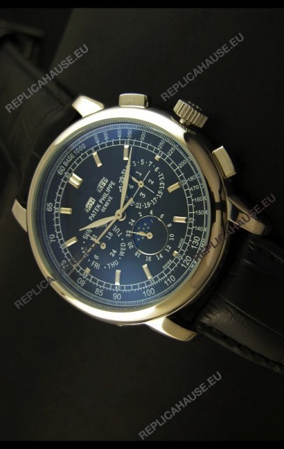 Patek Philippe Complications Japanese Replica Watch in Black Dial