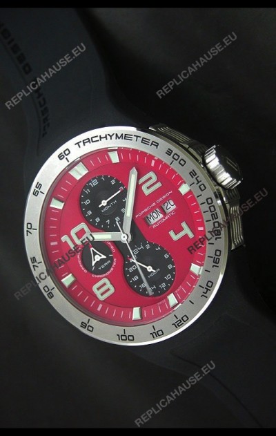 Porsche Design Flat Six P'8340 Swiss Chronograph Watch in Red Dial