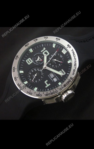 Porsche Design Flat Six P'8340 Swiss Chronograph Watch in Black Dial