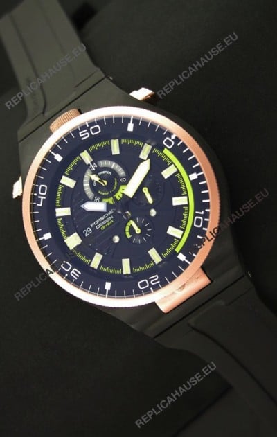 Porsche Design Diver Japanese Replica PVD Watch in Gold Bezel