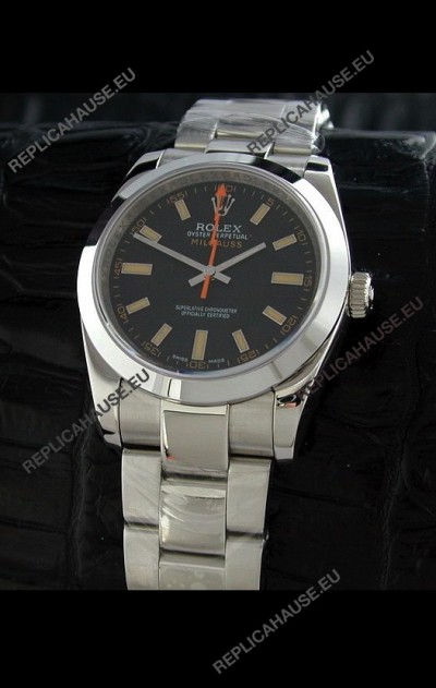 Rolex Oyster Perpetual Milgauss Japanese Replica Watch in Black Dial