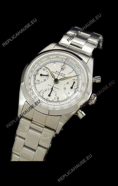 Rolex Oyster Chronograph Vintage Swiss Replica Watch in White Dial