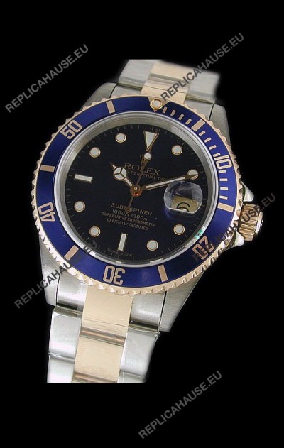Rolex Submariner Swiss Watch in Blue Bezel Two Tone Case