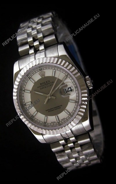 Rolex Datejust Mens Japanese Replica Watch in White & Grey Dial