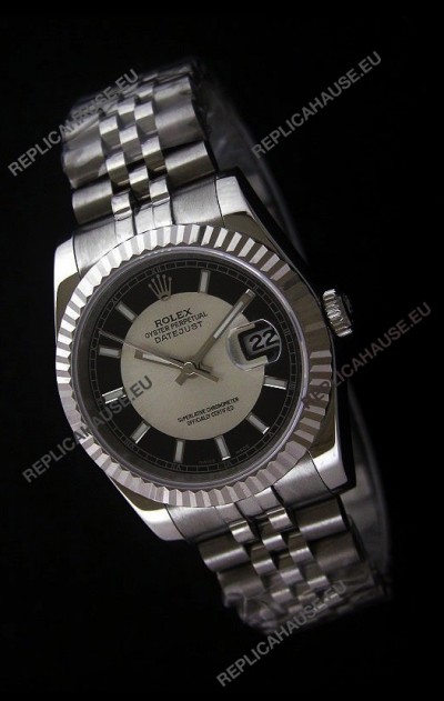 Rolex Datejust Mens Japanese Replica Watch in Black & White Dial