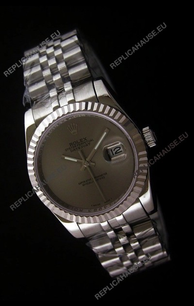 Rolex Datejust Mens Swiss Replica Watch in Grey Dial