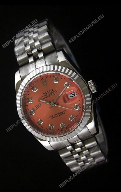 Rolex Datejust Mens Japanese Replica Watch in Orange Dial