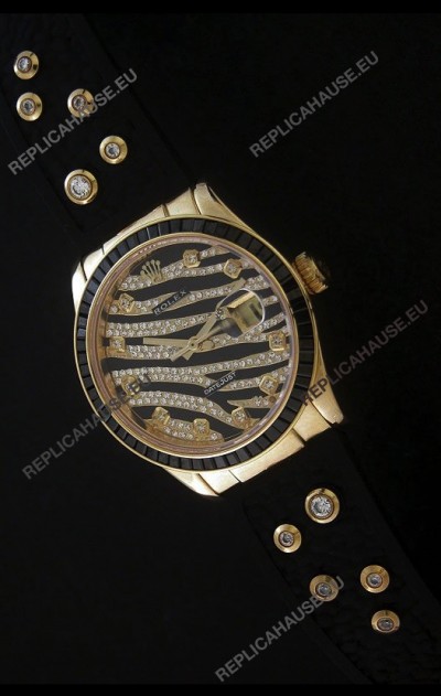 RolexÂ DateJust Gold Diamond Japanese Replica Watch