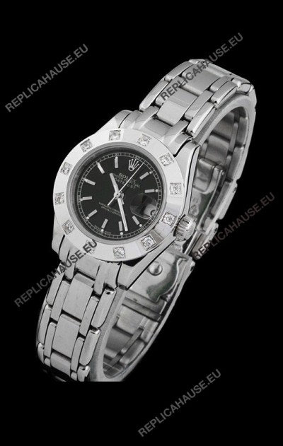 Rolex Datejust Ladies Japanese Replica Ladies Watch in Black Dial