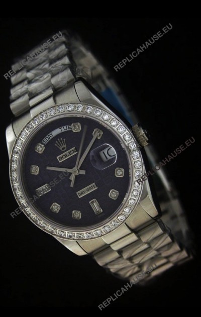 Rolex Day Date Just JapaneseÂ Replica Watch in Printed Purple Dial