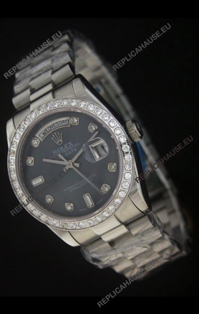 Rolex Day Date Just JapaneseÂ Replica Watch in Black Dial 