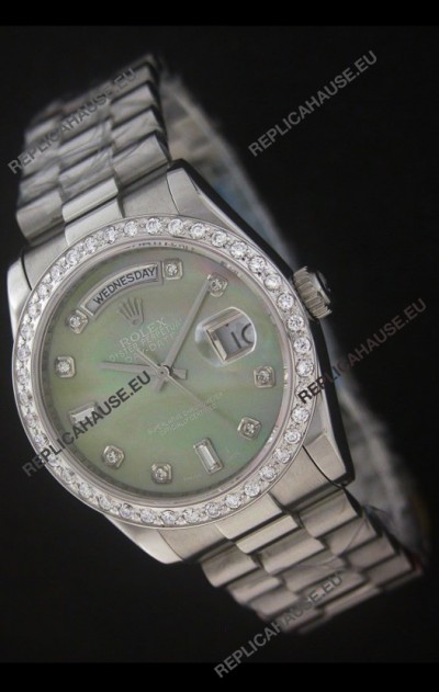 Rolex Day Date Just JapaneseÂ Replica Watch in Light Green Dial