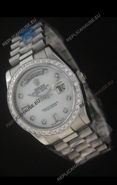 Rolex Day Date Just JapaneseÂ Replica Watch in White Dial