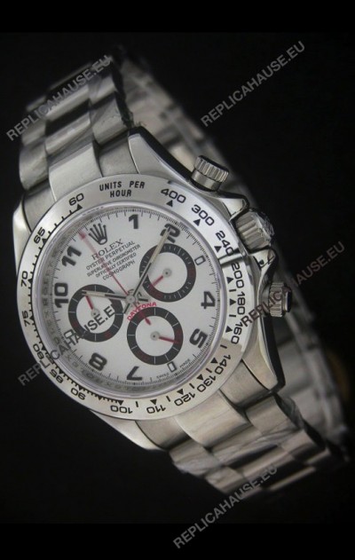 Rolex Daytona Japanese Replica Steel Watch in White Dial
