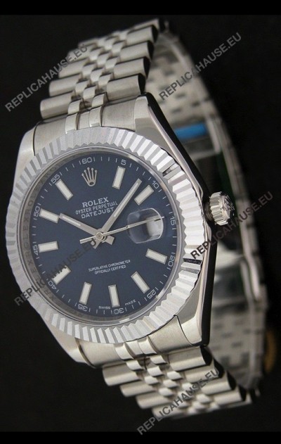 Rolex DateJust Japanese Replica Watch in Blue Dial
