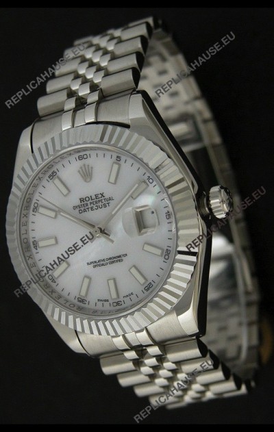 Rolex DateJust Swiss Replica Watch in Mop White Dial