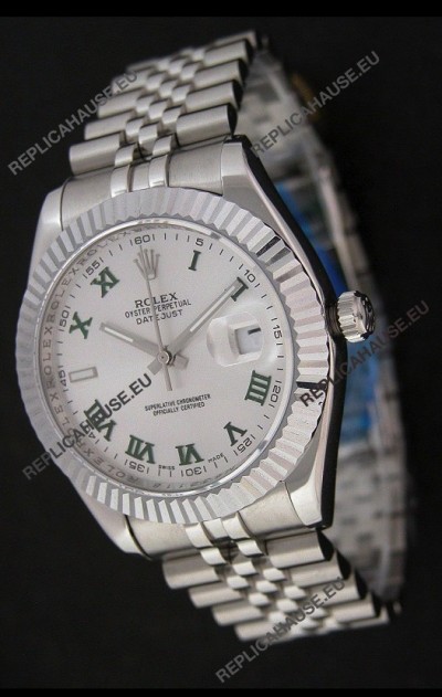 Rolex DateJust Japanese Replica Watch in Green Roman Hour Markers