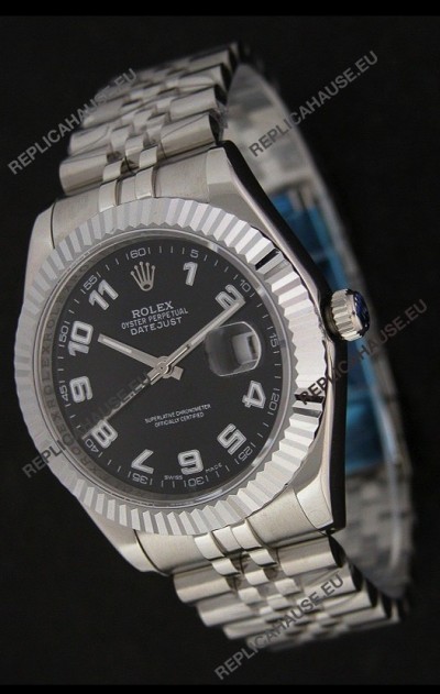 Rolex DateJust Japanese Replica Watch in White Arabic Hour Markers
