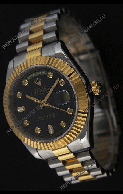 Rolex Datejust Japanese Replica Two Tone Yellow Gold Watch 