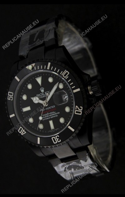 Rolex Submariner Pro Hunter Japanese PVD Watch in Black Carbon Dial