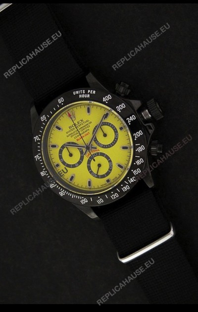 Rolex Daytona Oyster Perpetual Swiss Replica PVD Watch in Yellow Dial