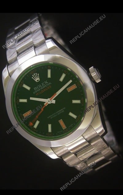 Rolex Oyster Perpetual Milgauss Swiss Replica Watch in Black Dial