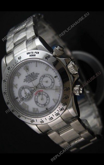 Rolex Daytona Japanese Replica Steel Watch in White Dial