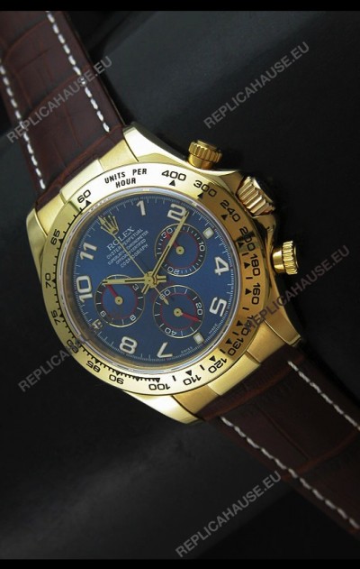Rolex Daytona Cosmograph Swiss Replica Yellow Gold Watch in Blue Dial