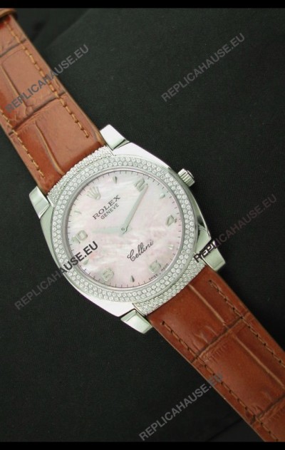 Rolex Cellini Japanese Replica Watch in Mother of Pearl Pink Dial