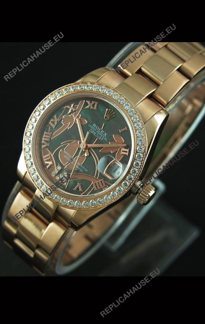 Rolex Oyster Perpetual Date Just Lady Swiss Rose Gold Watch