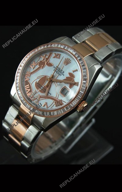 Rolex Oyster Perpetual Date Just Lady Two Tone Rose Gold Watch