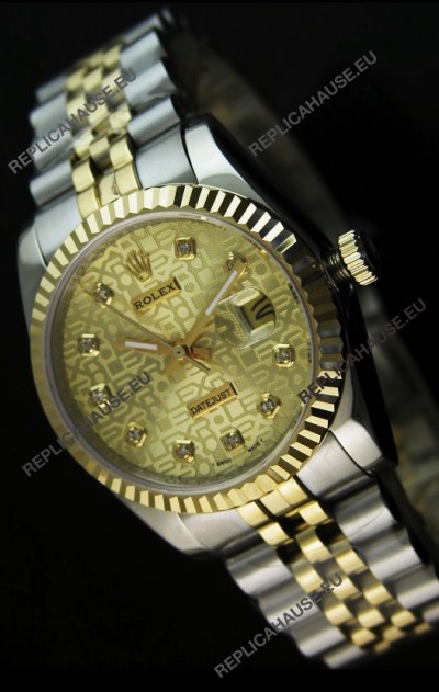 Rolex Replica Datejust Mens Swiss Watch in Gold Dial - 41MM