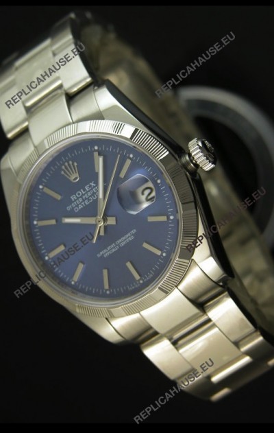 Rolex Replica Datejust Swiss Watch in Blue Dial with Stick Markers