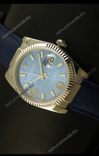 Rolex Replica Datejust Swiss Replica Watch - 37MM - Blue Dial/Strap