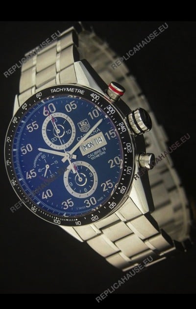 Tag Heuer Carrera Tachymeter Swiss Chronograph Watch in Blue Dial