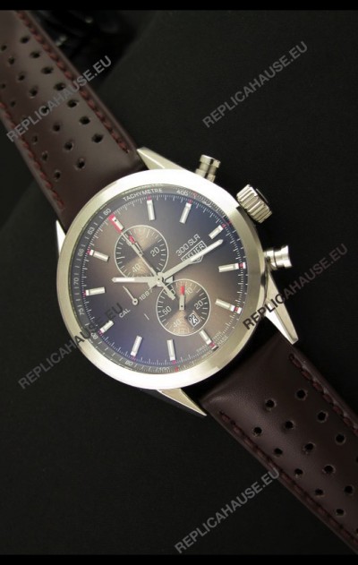 Tag Heuer Carrera Quartz Japanese Replica Watch in Brown Strap