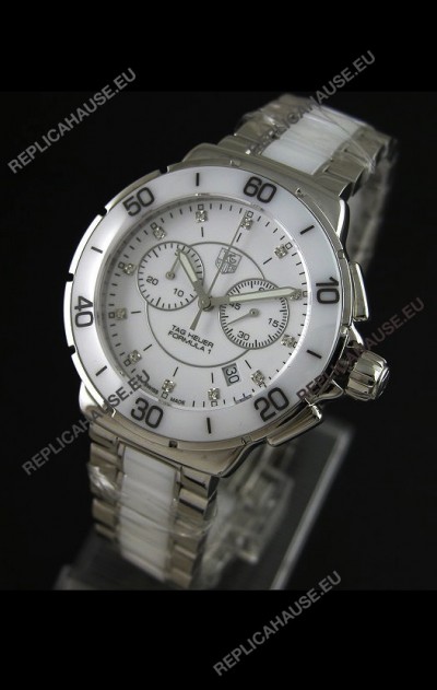 Tag Heuer Formula 1 Chronograph Swiss Replica Ceramic Ladies Watch in Ceramic Bezel