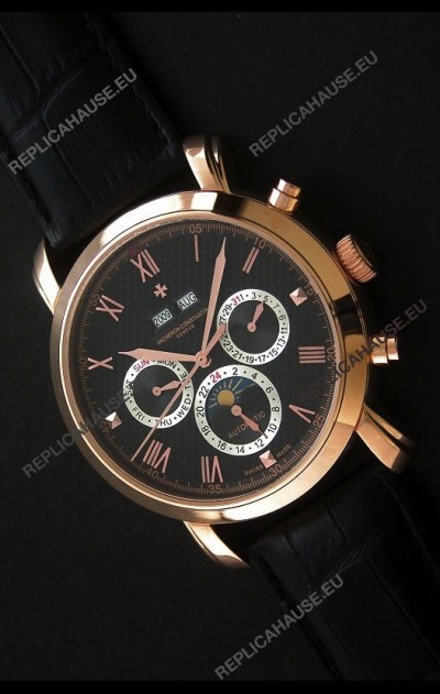 Vacheron Constantin Perpetual Calendar Japanese Watch in Black Dial