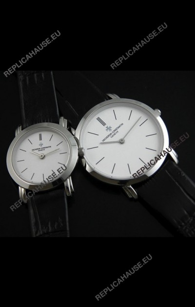Vacheron Constantin Classical Couple Japanese Steel Watch in Leather Strap