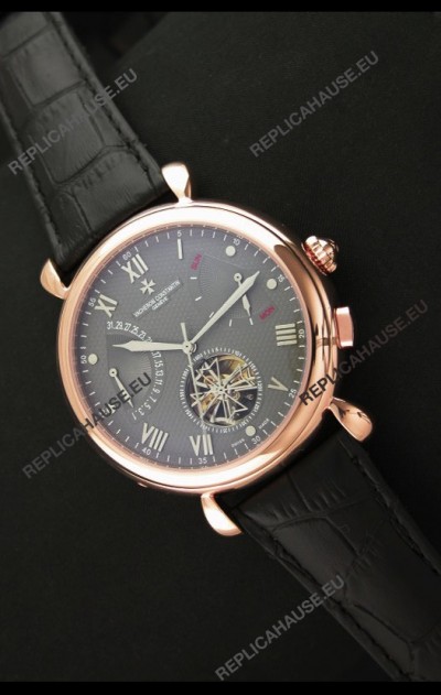 Vacheron Constantin Reserve Tourbillon Japanese Replica Rose Gold Watch in Grey Dial