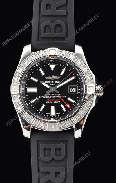 Breitling Avenger II Steel GMT Swiss Watch 1:1 Ultimate Edition - Black Dial