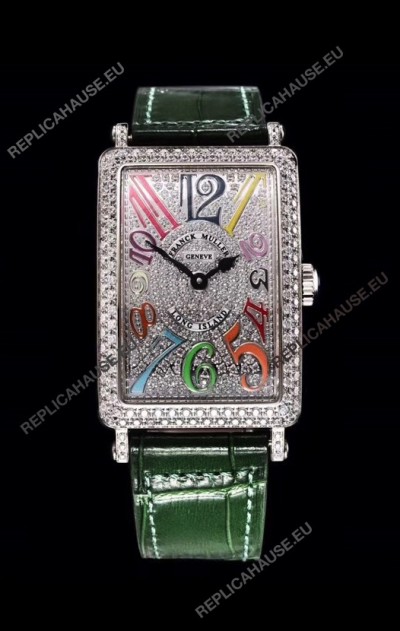 Franck Muller Long Island Color Dreams Ladies Swiss Watch in Green Strap