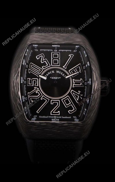 Franck Muller Vanguard Carbon Casing Black Indexes Swiss Watch