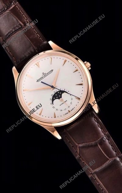 Jaeger LeCoultre Master Ultra Thin Moon Pink Gold 1:1 Mirror Replica Watch 