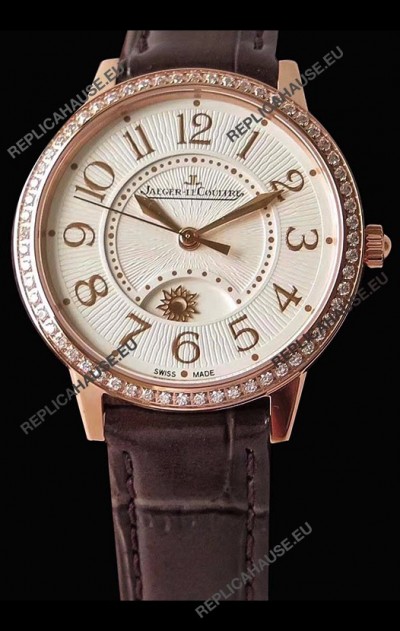 Jaeger-LeCoultre Rendez-Vous Rose Gold Night & Day Medium 1:1 Mirror Swiss Watch 